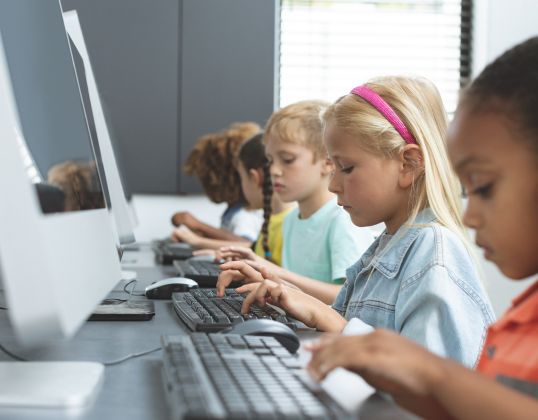 children in a computer room