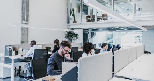 people working in an office